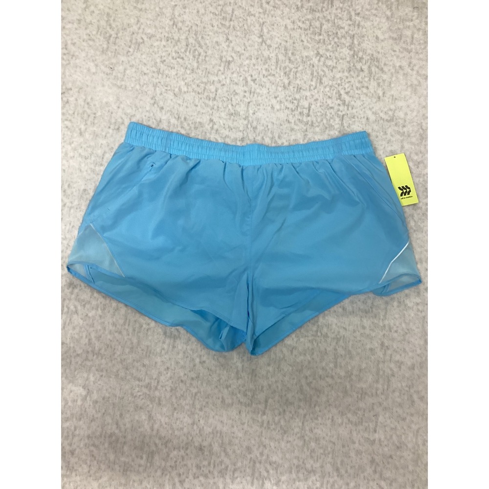 All In Motion Womens Plus 1X Blue Mesh Panel Running Athletic Shorts NWT